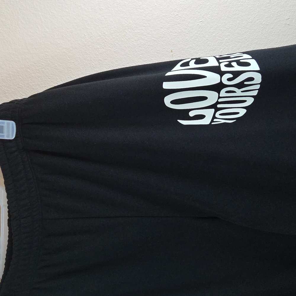 No Boundaries Womans XXXL 21 Fleece Sweat Pants Love Your Self Wide Leg Black